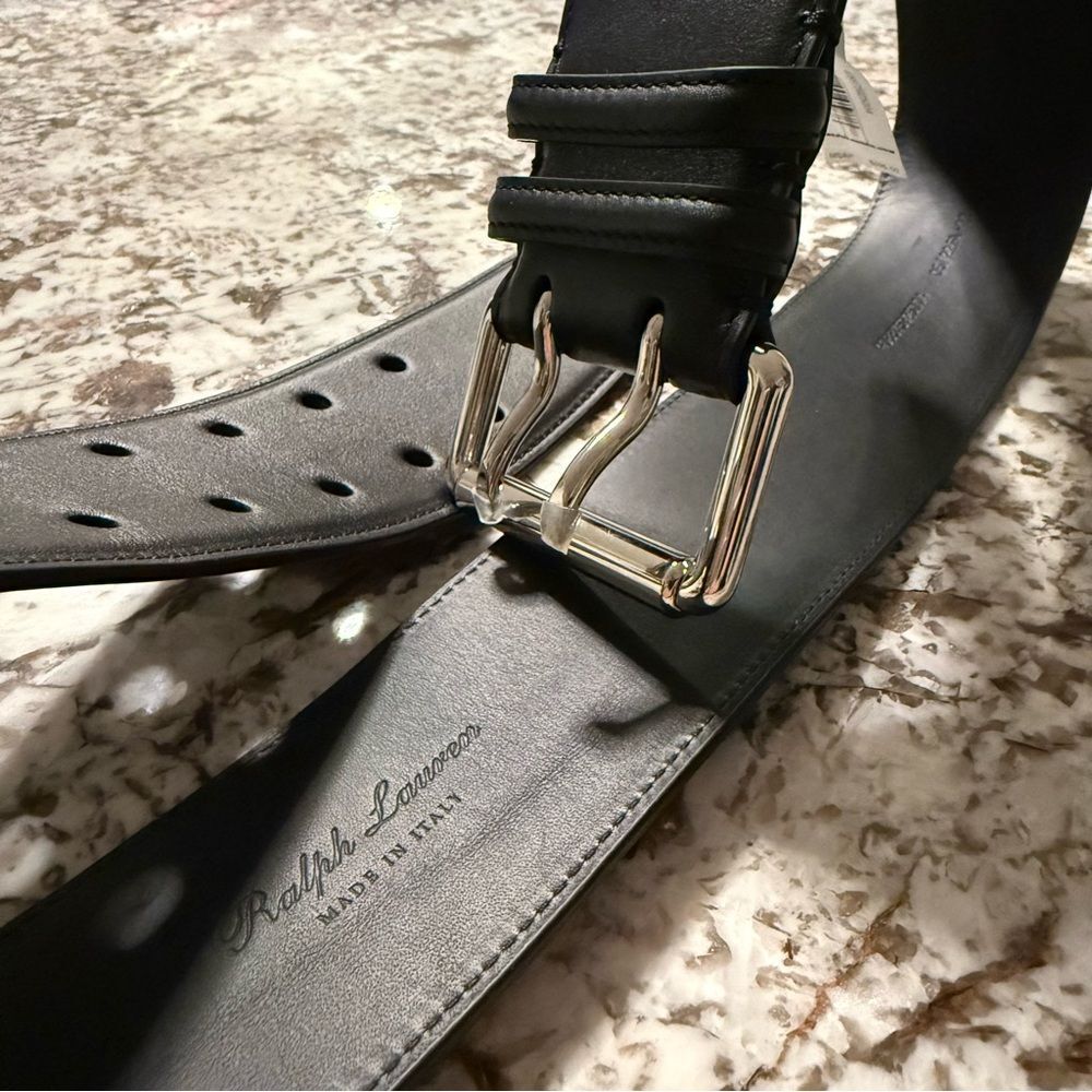 Ralph Lauren Black Leather Belt – Men’s | Made In Italy | XL | New With Tag - Picture 8 of 17
